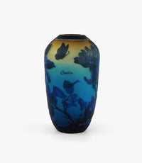 Wisteria Art Glass Vase In Blue/ Amber Size 19X19X34Cm