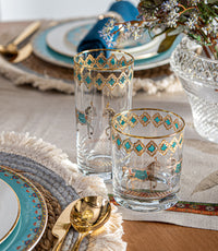 كاسات هورس زجاجية كبيرة بلون التيفاني - طقم من 6