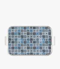 Andalusia Blue D3 Gold Aluminum Frame Tray 54.5*34*4Cm
