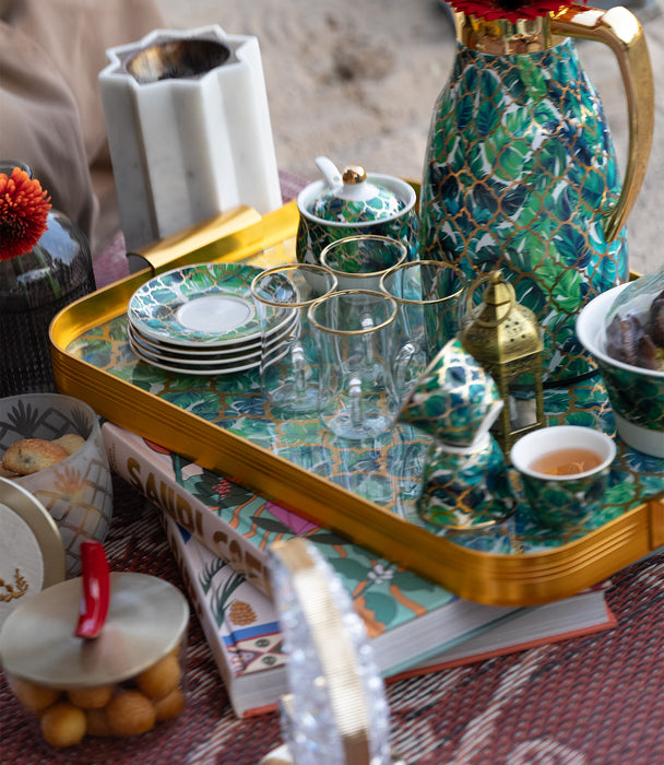 Amazonia Green Gold Aluminum Frame Tray 54.5*34*4Cm