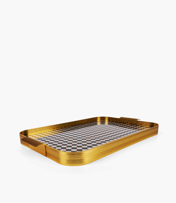 Circus Black & White Aluminum Frame Tray 54.5*34*4Cm