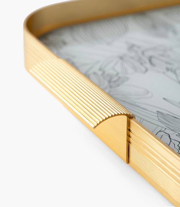 Fleur de Soir Aluminum Frame Tray 54.5*34*4Cm