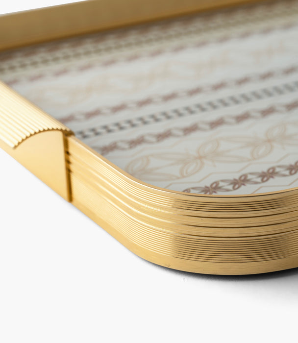 Marayah Pearl Aluminum Frame Tray 54.5*34*4Cm