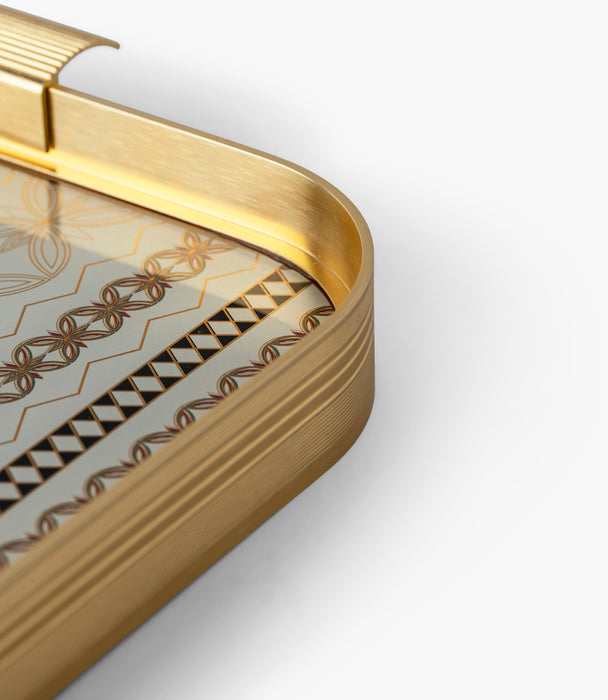 Marayah Pearl Aluminum Frame Tray 54.5*34*4Cm