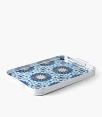 Naqsh Blue Aluminum Frame Tray 54.5*34*4Cm