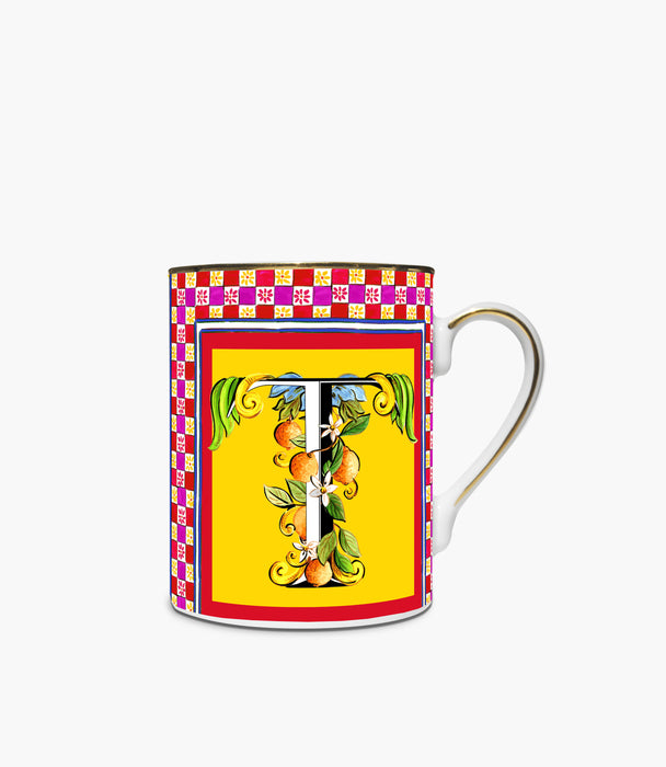 Ortgia Mug Porcelain Ortigia Letter T Ø8.5 H.10,5cm