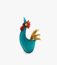 Animal Glass Rooster Teal 20x8xH28cm