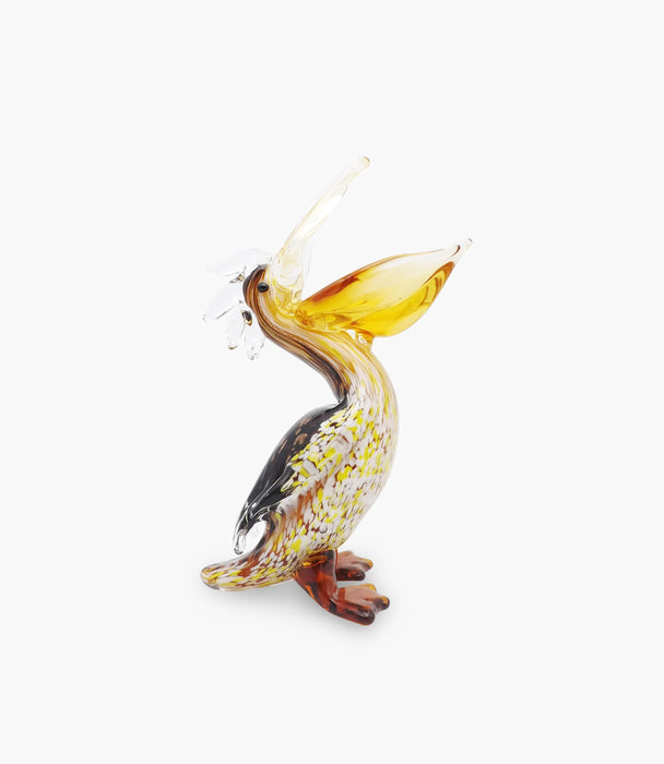 Animal Glass Pelican Amber 16x10xH27cm