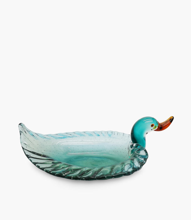 Animal Glass Bowl Goose Teal 33x21xH15cm