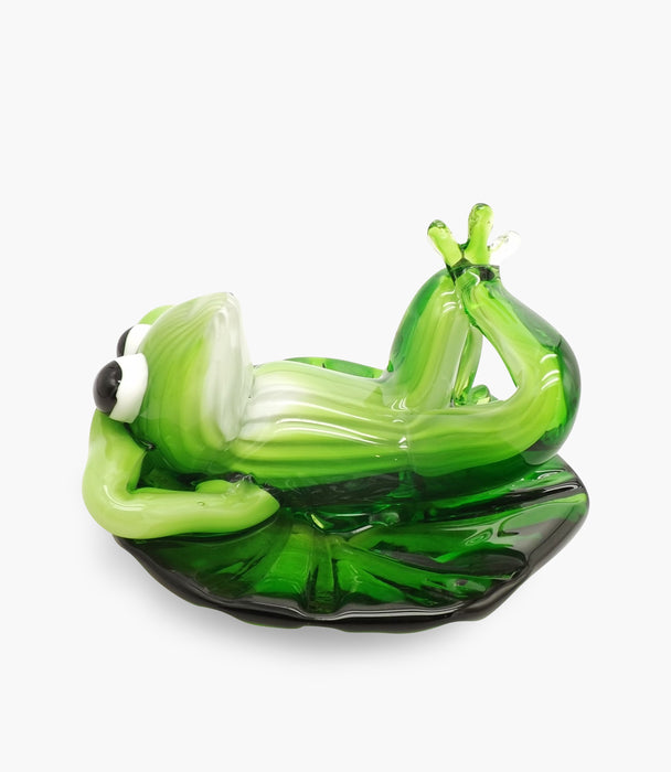 Animal Glass Relaxing Frog 18x18xH12cm