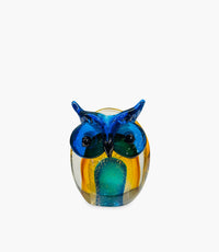 Murano Owl Scenic Sculpture Glass Blue - Roomours UAE