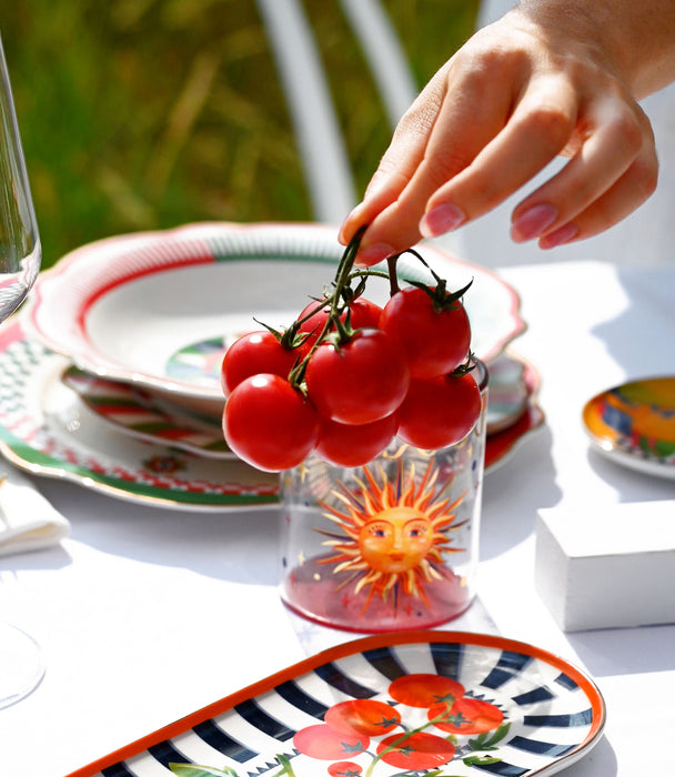 صينية بيضاوية دولتشي فيتا بورسلين ملوّنة برسمة طماطم