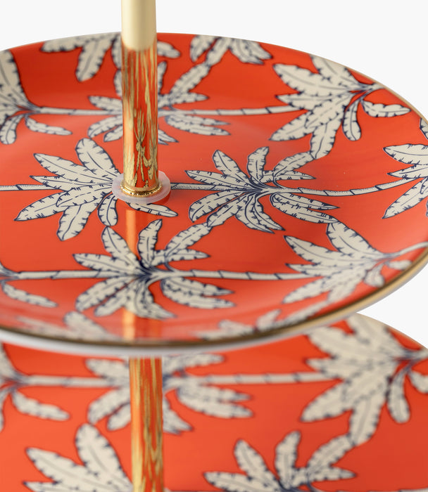Orange Palm 2 Tier Cake Stand