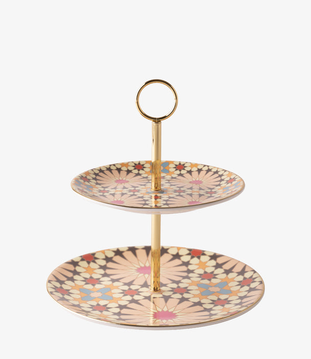 Pink Geometric 2 Tier Cake Stand