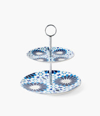 Blue Geometric 2 Tier Cake Stand