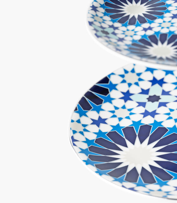 Blue Geometric 2 Tier Cake Stand