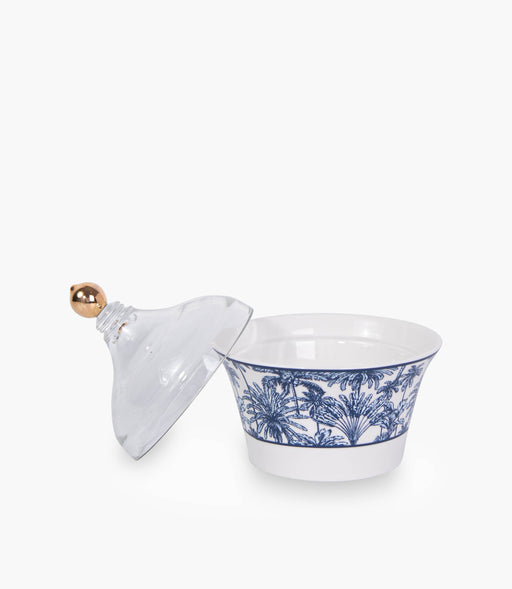 Summer Palm - White Dates Bowl w/ Lid - Roomours UAE