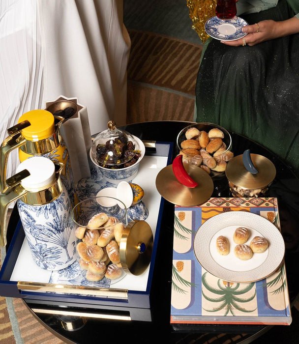 Summer Palm - White Dates Bowl w/ Lid - Roomours UAE