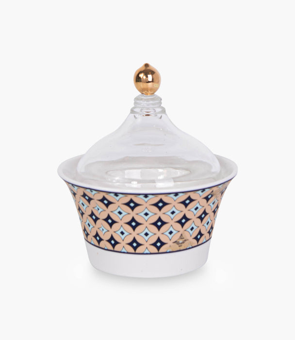 Geo beige Dates Bowl w/ Lid - Roomours UAE