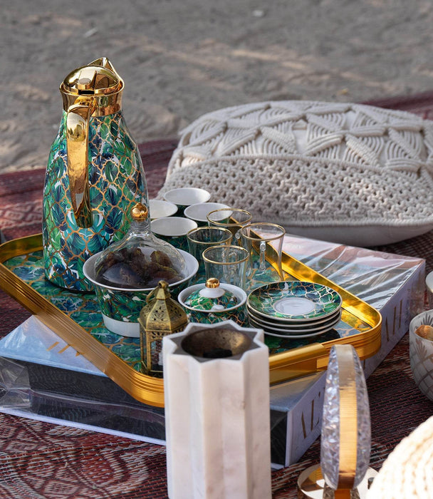 Amazonia Green Gold Dates Bowl w/ Lid - Roomours UAE