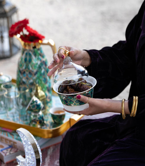 Amazonia Green Gold Dates Bowl w/ Lid - Roomours UAE