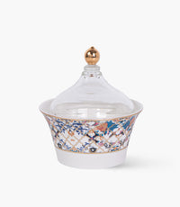 Blue Flower Gold Dates Bowl w/ Lid
