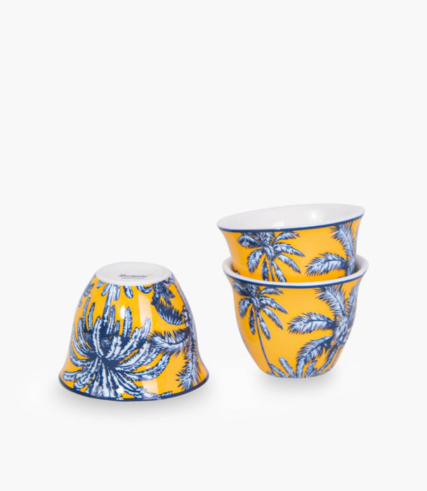 Summer Palm - Yellow Porcelain Gawa Cup S/6 - Roomours UAE