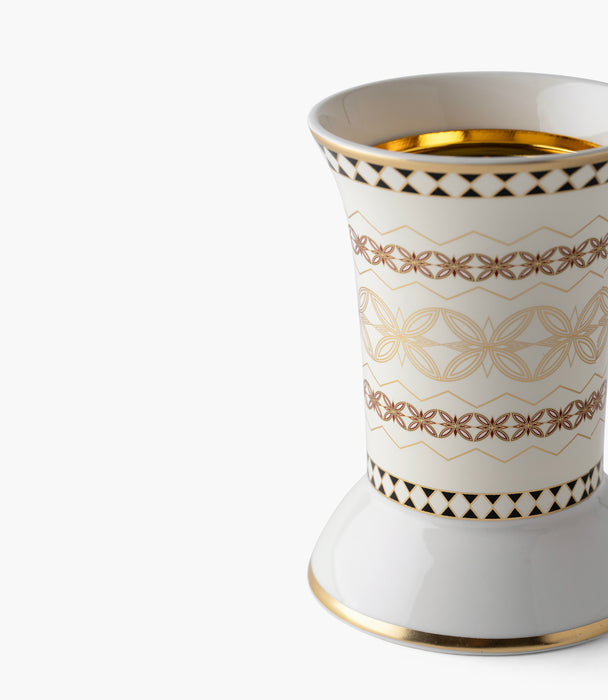 مبخرة مرايا بيرل بورسلين بنقوش هندسية بيج وذهبية