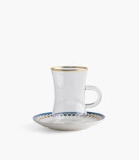 Palmara Plain Glass Teacup with Golden Line w/ Porcelain Sau