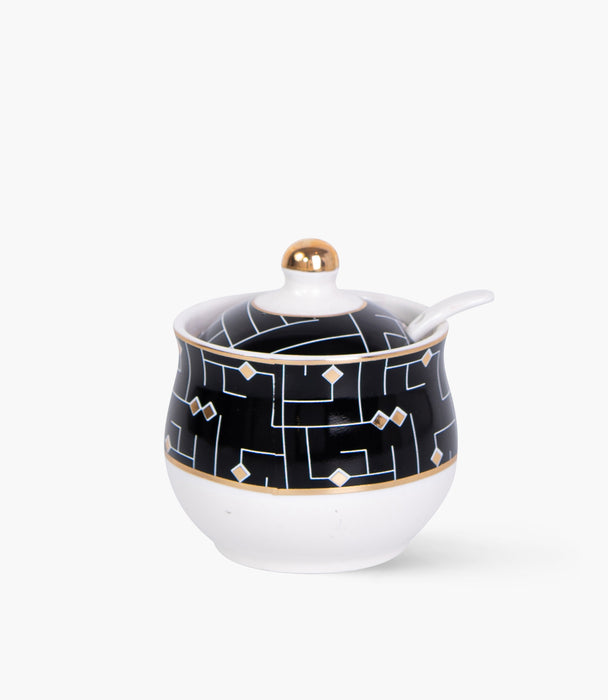Koofi Covered Porcelain Sugar Bowl w/ Spoon