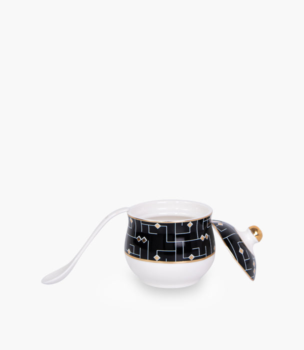 Koofi Covered Porcelain Sugar Bowl w/ Spoon