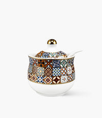 Andalusia Blue D3 Covered Porcelain Sugar Bowl w/ Spoon