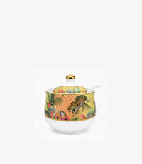 Leopard Covered Porcelain Sugar Bowl w/ Spoon