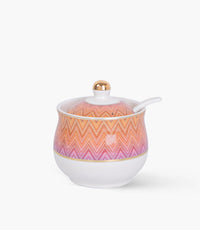 Longuette Light Gold Covered Porcelain Sugar Bowl w/ Spoon