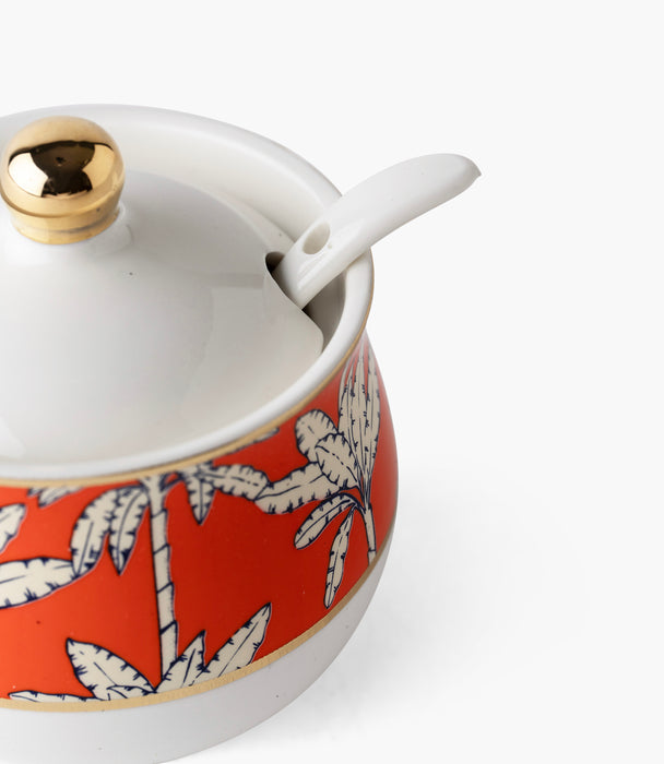 Orange Palm Sugar Bowl w/ Spoon
