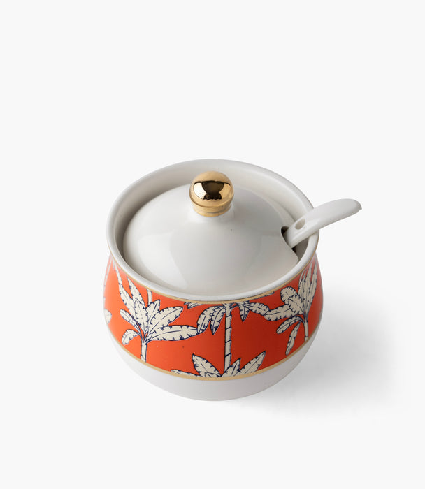 Orange Palm Sugar Bowl w/ Spoon
