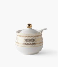 Voyage Plain Glass Teacup with Silver Line w/ Porcelain Sauc
