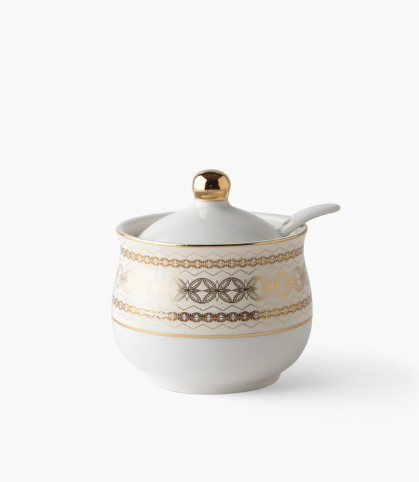 Voyage Plain Glass Teacup with Silver Line w/ Porcelain Sauc