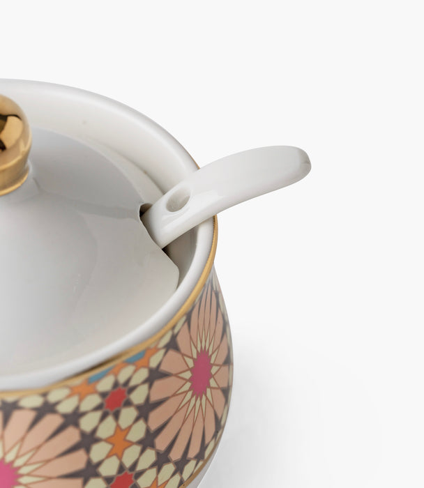 Naqsh Beige/Pink Sugar Bowl w/ Spoon