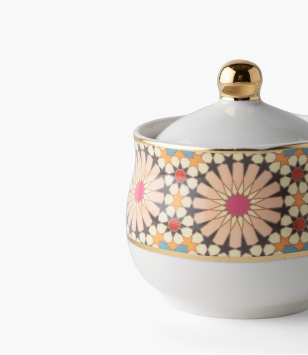 Naqsh Beige/Pink Sugar Bowl w/ Spoon