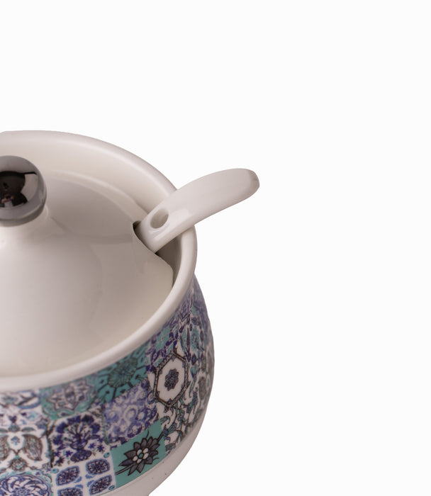 Blue Tiles Sugar Bowl w/ Spoon