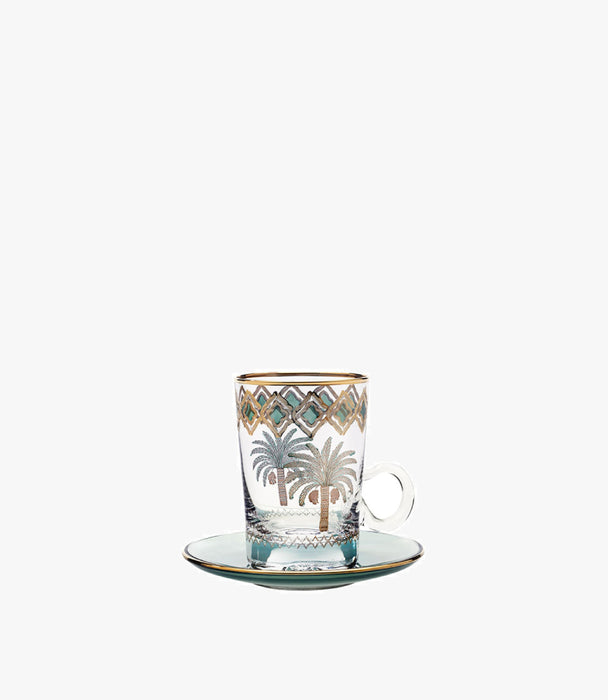 Palm Green Tea Cup w/Saucer 120mL S/6
