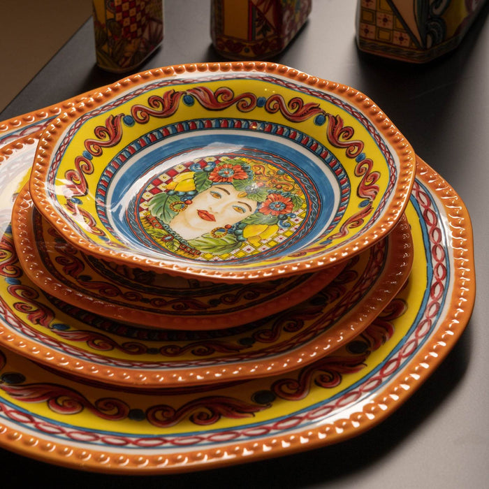 Trinacria Porcelain Large Soup Plate Diam 30 - Roomours UAE