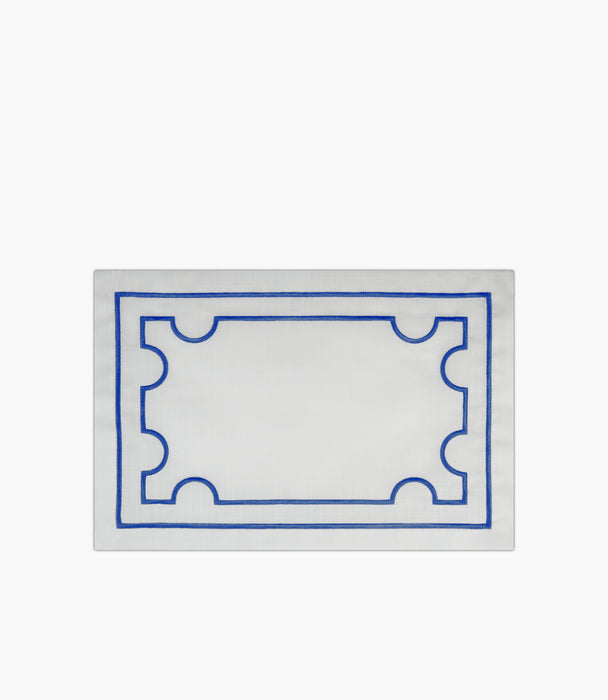 Sole Mio Linen/polyester Placemat Embroidery blue and white
