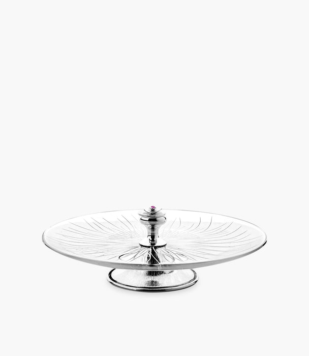 صحن تقديم جبن بيترا كريستال شفاف مع قاعدة