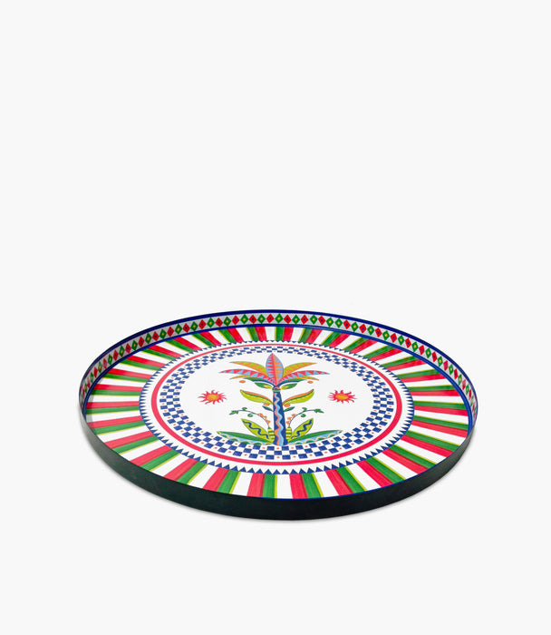 صينيّة دولتشي فيتا بورسلين ملوّنة برسمة نخلة