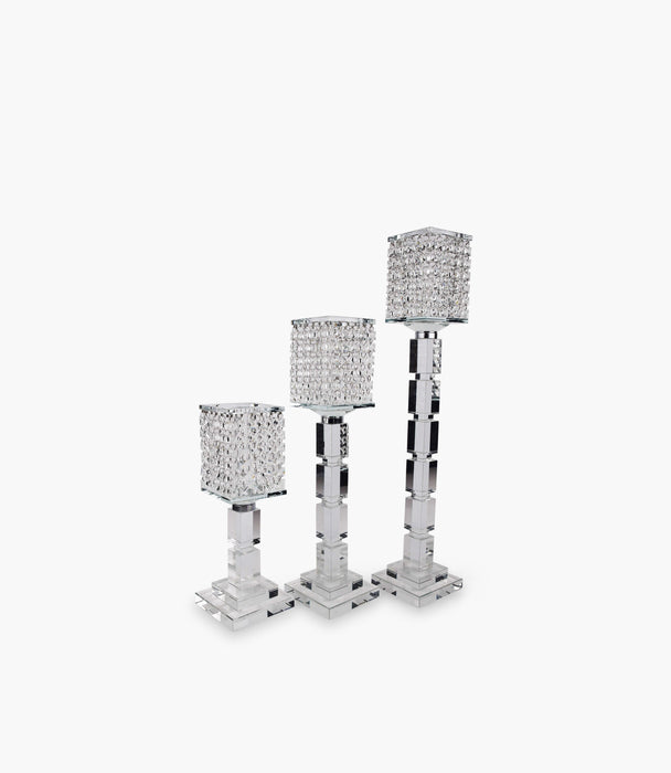 Candle Holder Crystal Set of 3-Pcs