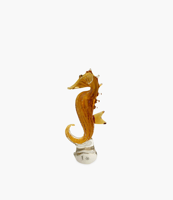 Yellow Seahorse Glass Sculpture 12.5x7x26cm