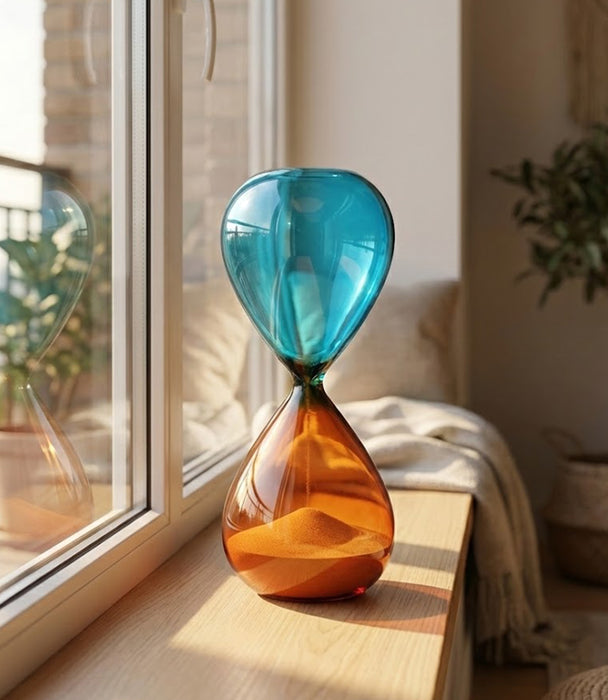 ساعة رملية رينبو زجاجية برتقالية وزرقاء