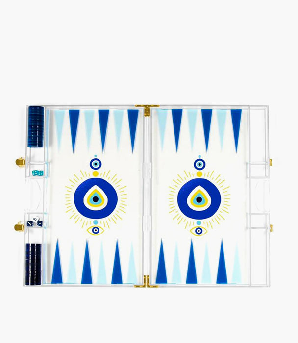 Nazar Backgammon Game Acrylic Blue & Gold 45x31cm